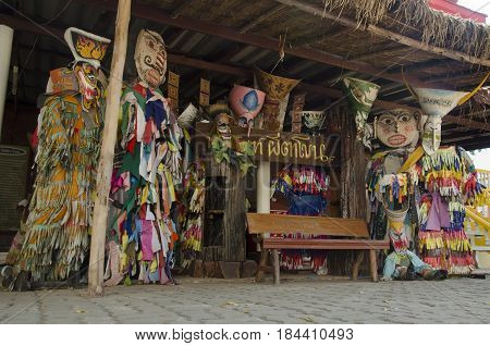 Mask And Costume Phi Ta Khon Of Ghost Festival Also Known As Bun Pha Wet For People Visit At Phi Ta