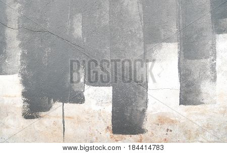 Old white grunge concrete wall background with crack texture from color paint