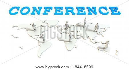 Conference Global Business Abstract with People Standing on Map 3D Illustration Render
