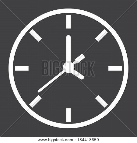 Clock line icon, time and website button, vector graphics, a linear pattern on a black background, eps 10.