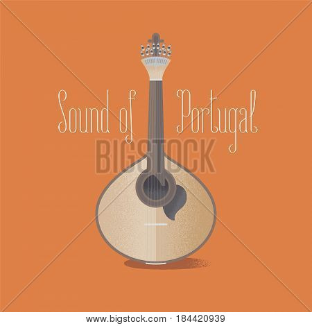 Traditional Portuguese guitar fado vector illustration. Design element with acoustic musical instrument famous in Portugal