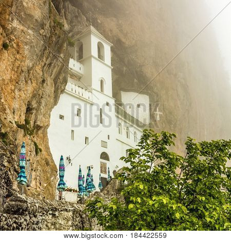 Anhcient church of Christian monastery Ostrog. Montenegro
