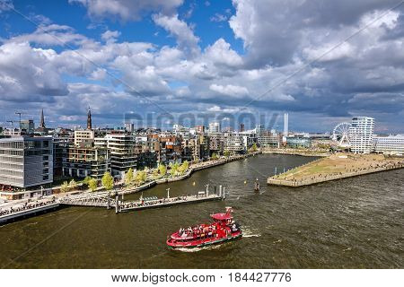 Hamburg, Germany - May 3, 2017: Harbor Altona in Hamburg city