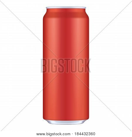 Red Metal Aluminum Beverage Drink Can 500ml. Mockup Template Ready For Your Design. Isolated On White Background. Product Packing. Vector EPS10 Product Packing Vector EPS10