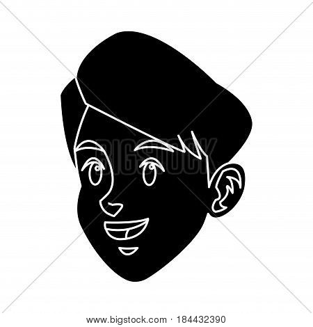 head boy young facial expression silhouette vector illustration