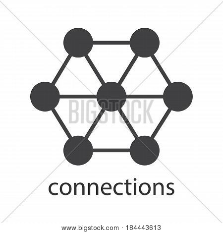 Connections glyph icon. Silhouette symbol. Interrelation abstract metaphor. Negative space. Vector isolated illustration