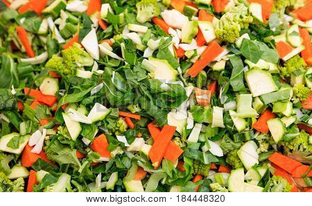 Vegetables Cut For Soup In A Market In Italy