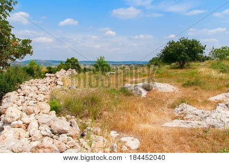 Archeological ruins ancient buildings in Beit Guvrin national Park, Israel.