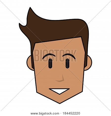 color image cartoon front face man with hairstyle vector illustration