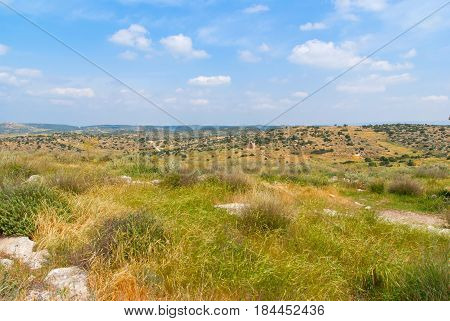 View on biblical landscape Beit Guvrin Maresha. Maresha also Marissa is the famous tourist and archaeological site in Israel