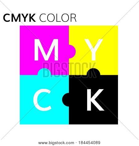 CMYK color  scheme  puzzle illustration vector CMYK graphic mode