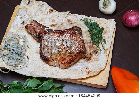 Grilled Pork Chop With Vegetable