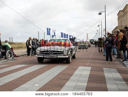 NOORDWIJK NETHERLANDS - 22 APRIL 2017: the traditional flowers parade Bloemencorso from Noordwijk to Haarlem in the Netherlands.