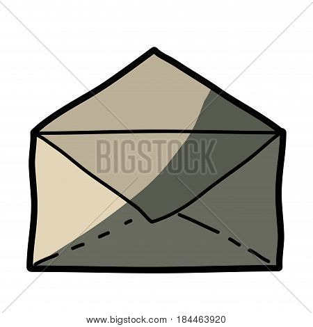 light colored hand drawn silhouette of envelope with half shadow vector illustration