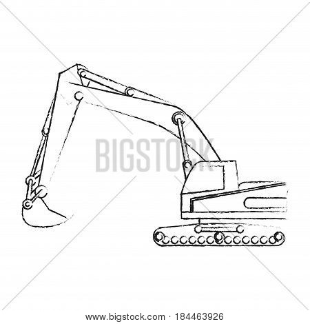 black blurred silhouette cartoon construction heavy machine excavator vector illustration