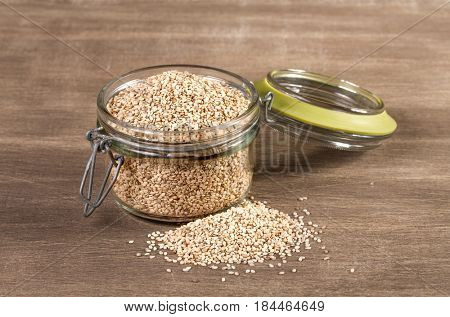 sesame seeds On a wooden background