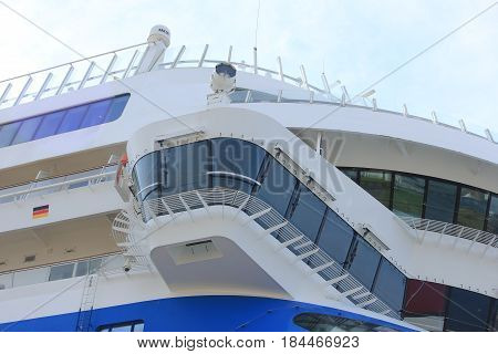 IJmuiden the Netherlands -April 30th 2017: Aida Sol at the Felison Cruise Terminal IJmuiden detail of ship