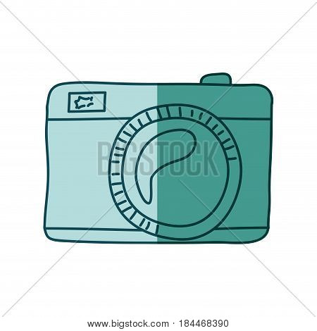 aquamarine hand drawn silhouette of analog photo camera vector illustration