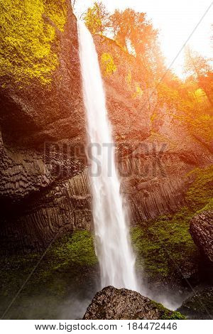 Latourell Falls Is A Waterfall Along The Columbia River Gorge In Oregon, Within Guy W. Talbot State
