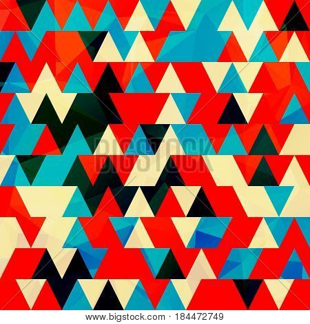 Vivid futuristic triangle art design, modern architecture image, arrangement of geometrical objects, closed plane figures in interplay. Vector illustration