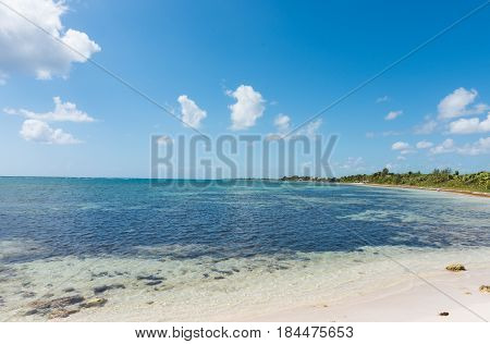 The beach in Mahahual, Quintana Roo, Mexico