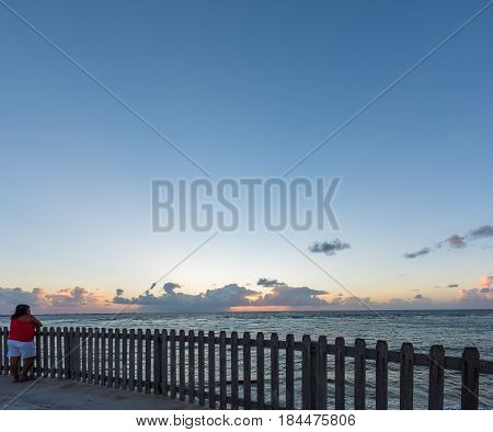 The sunrise in Mahahual, Quintana Roo, Mexico