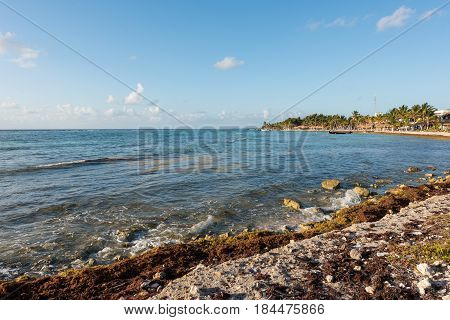 The beach in Mahahual, Quintana Roo, Mexico