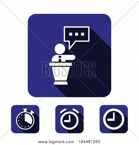 lectern with microphone icon stock vector illustration flat design