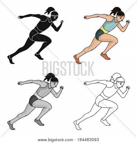 The girl is engaged in athletics.The Olympics in athletics.Olympic sports single icon in cartoon style vector symbol stock web illustration.