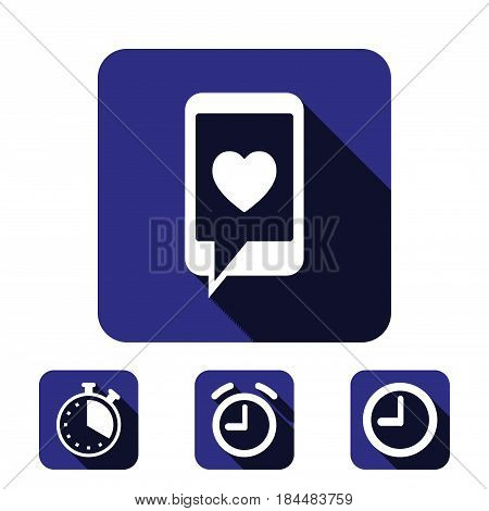 phone with hearts on the screen icon stock vector illustration flat design
