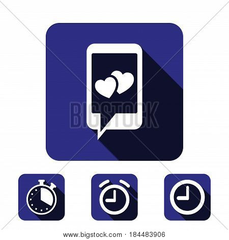 phone with hearts on the screen icon stock vector illustration flat design