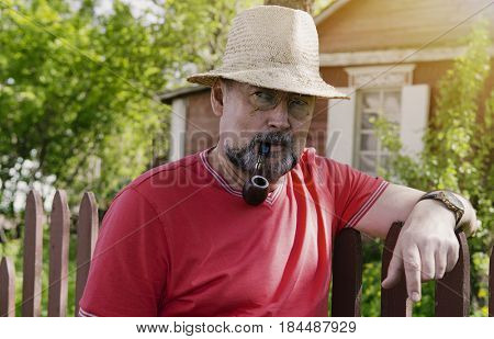 A man with a beard, in a golden pince-nez of the 19th century, 