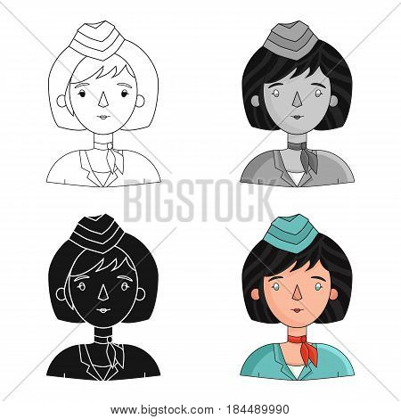 Stewardess icon in cartoon style isolated on white background. People of different profession symbol vector illustration.