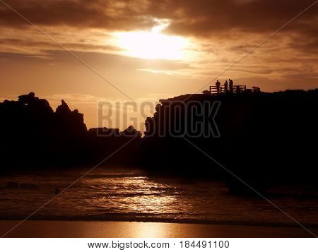 Sunset over the Hopkins River estuary in the town of Warrnambool of Victoria Australia