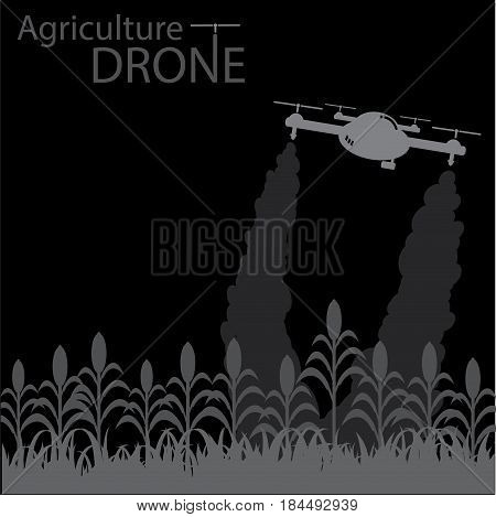 drone flight over agricultural, vector illustration, background.