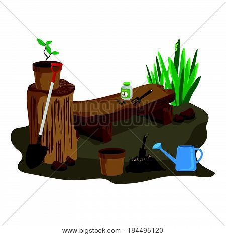 plant a tree Landscaping, gardening, vector illustration.