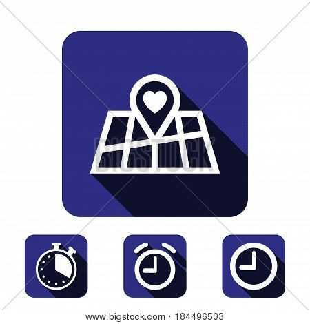 pointer pin up icon with heart stock vector illustration flat design