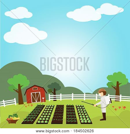 fruits and vegetables garden, backgrounds, Vector illustration