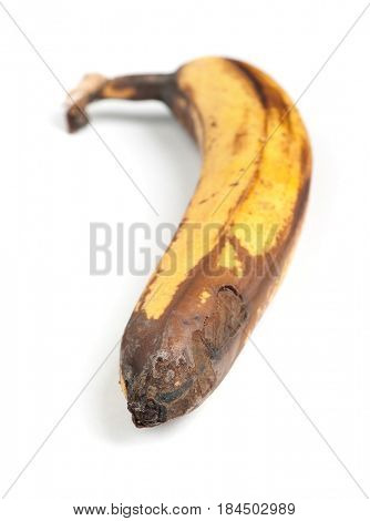 Rotten banana isolated on white background