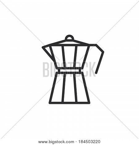 Moka pot macchinetta line icon outline vector sign linear style pictogram isolated on white. Symbol logo illustration. Editable stroke. Pixel perfect