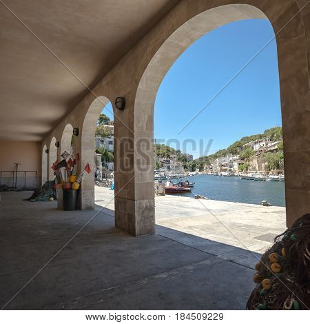 Mallorca Spain. Mallorcais island. Fisherman village Cala Figuera in Mallorca Spain