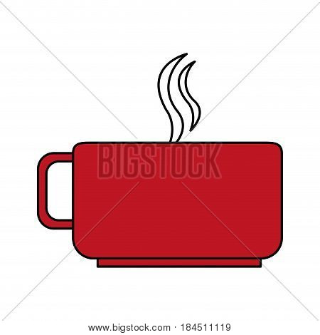color silhouette image cup of coffee with steam vector illustration