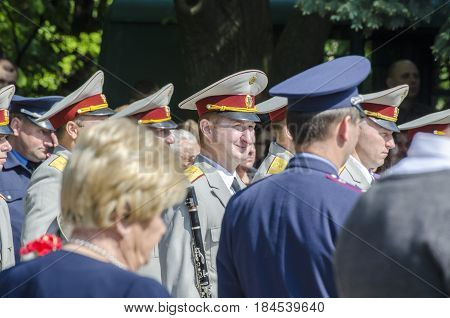 Lutsk , Ukraine, MAY 9, 2014: Victory Day the 9th of May people column