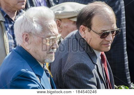 Lutsk , Ukraine, MAY 9, 2014: Victory Day the 9th of May people column