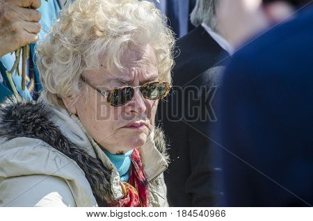 Lutsk , Ukraine, MAY 9, 2014: Victory Day the 9th of May people column