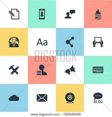 Vector Illustration Set Of Simple User Icons. Elements Overcast, Document, International Businessman And Other Synonyms Considering, Network And Missive.