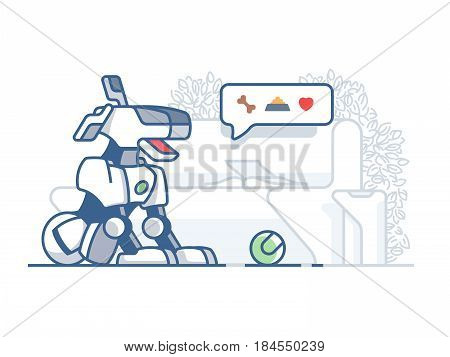 Modern dog robot. Latest technology, artificial pet vector flat illustration