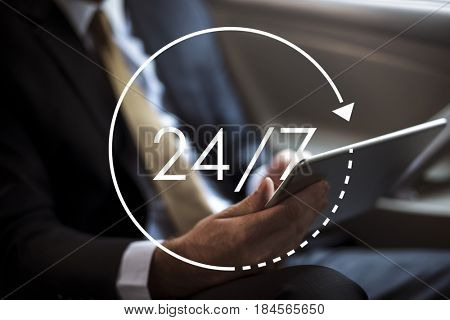 24/7 all day all night icon illustration