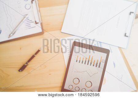 Looking for direction and inspiration, Business working at an office, Office desk table with computer, supplies, flower. Top view. Copy space for text