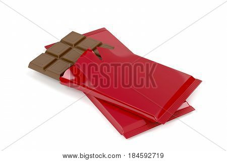 Chocolate bars on white background, 3D illustration